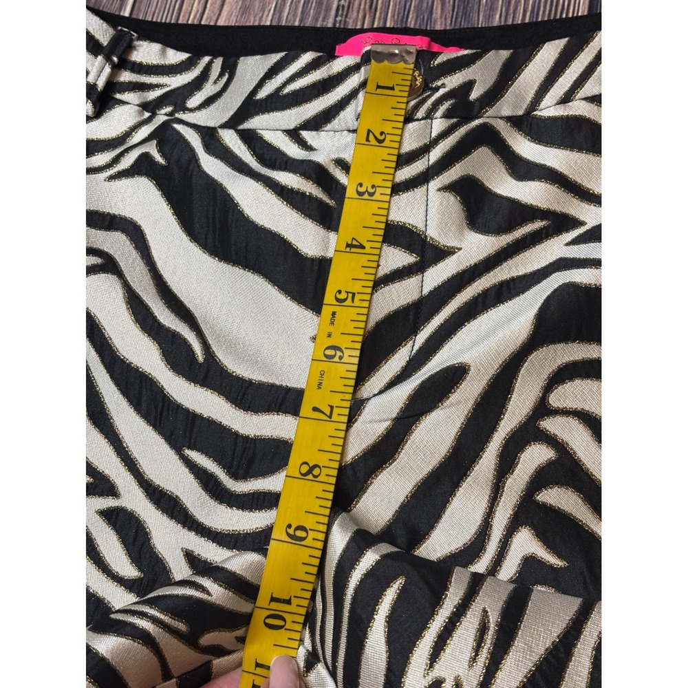 Lilly Pulitzer Zebra Print Jacquard Shorts Womens 8 Black White Metallic Gold - Picture 7 of 13